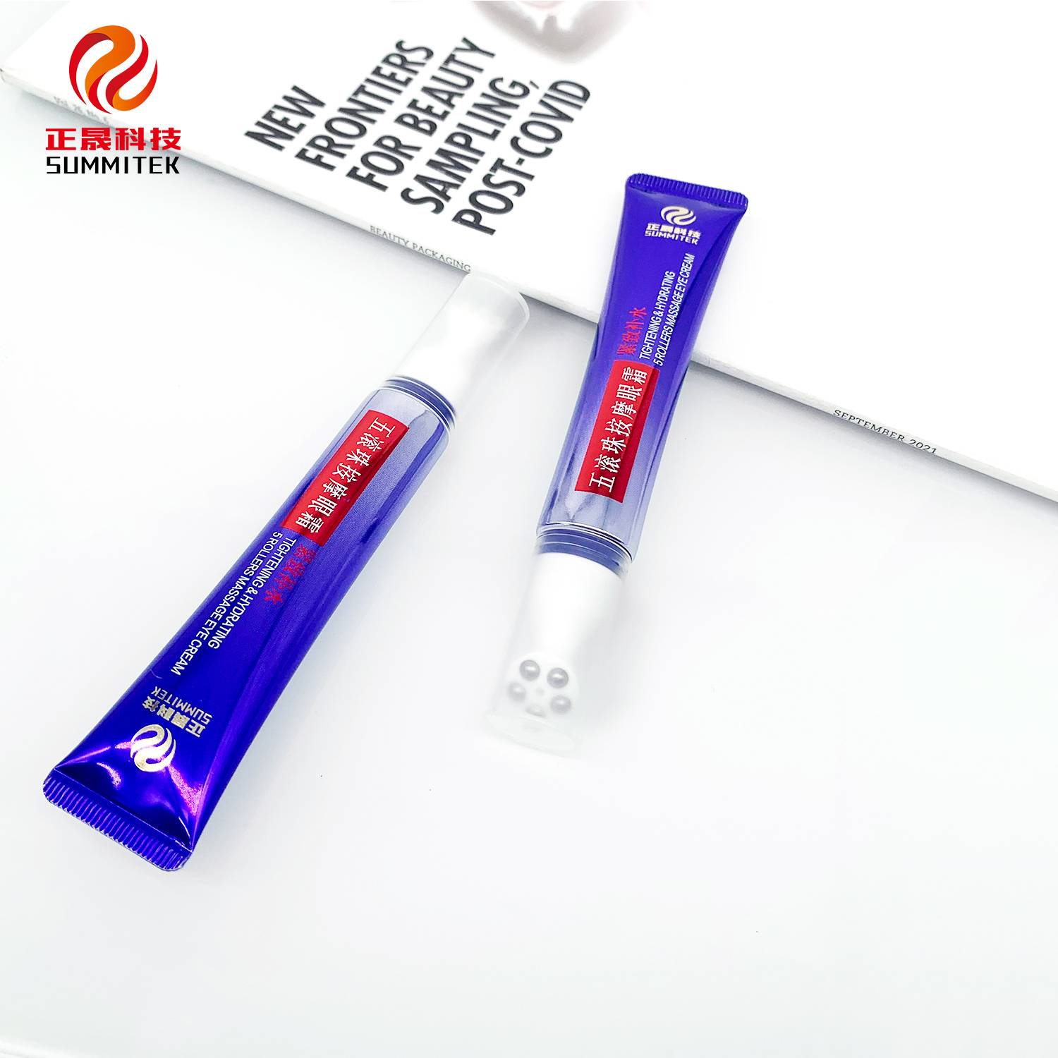 Tubo ocular de massagem com cinco rolos D19