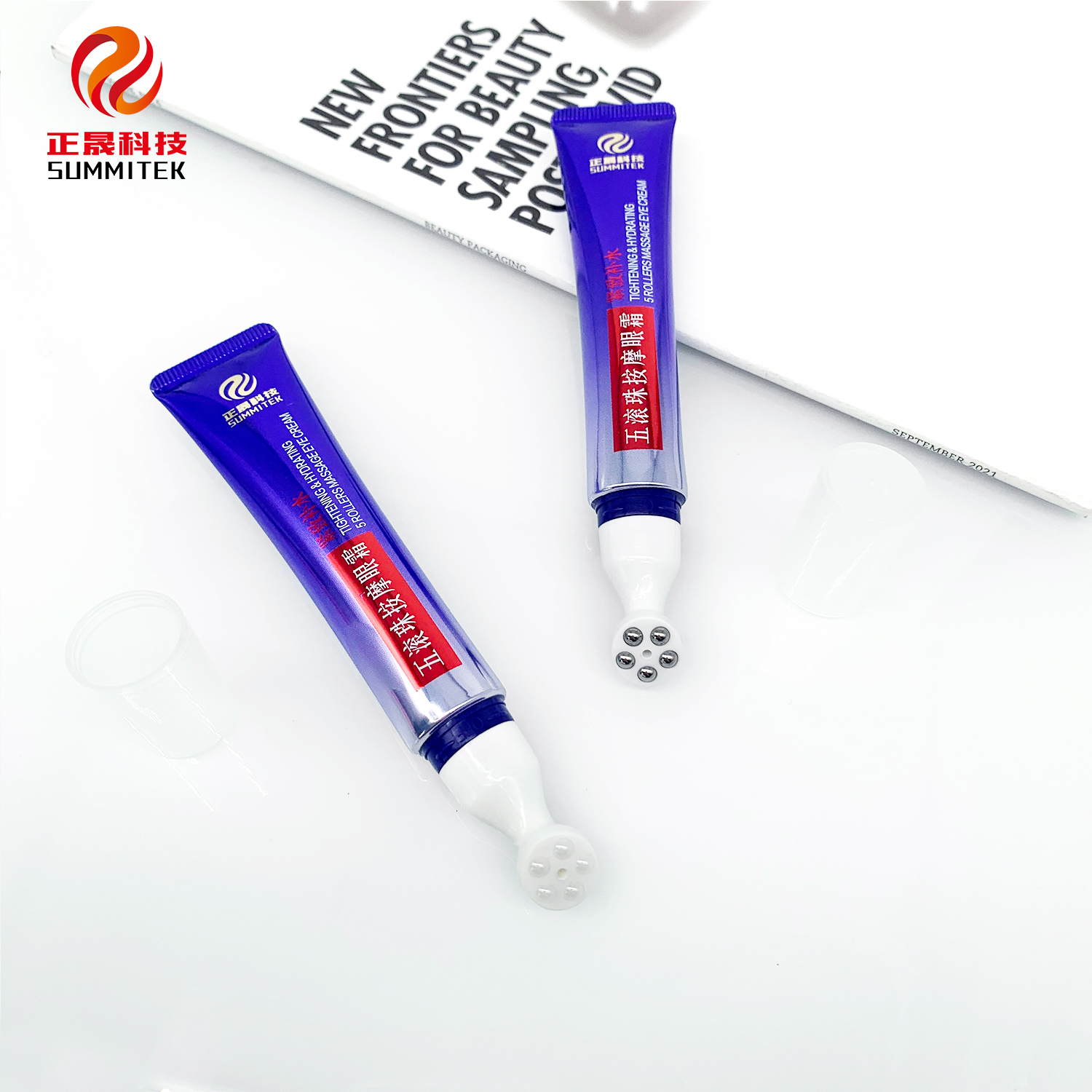 Tubo ocular de massagem com cinco rolos D19