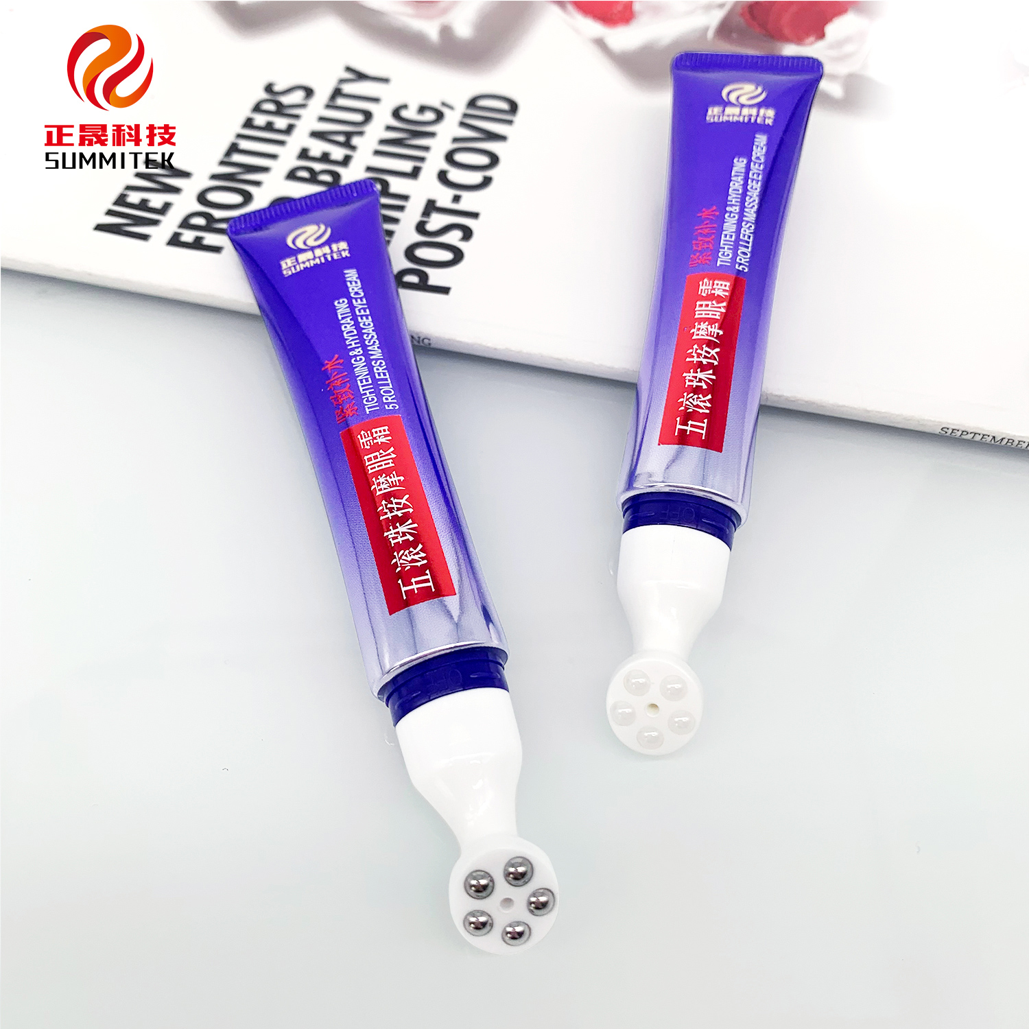 Tubo ocular de massagem com cinco rolos D19