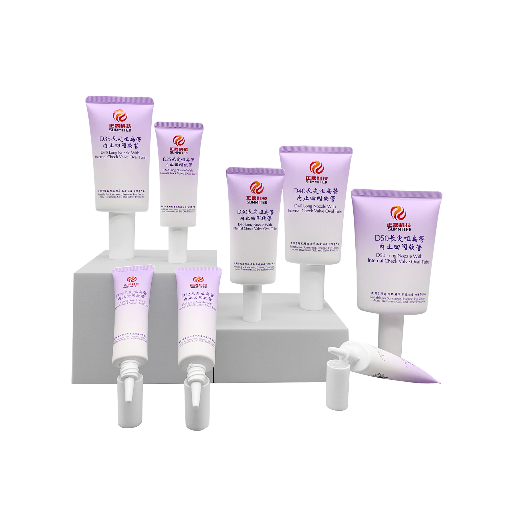 Tubo pl&aacute;stico plano de bico longo