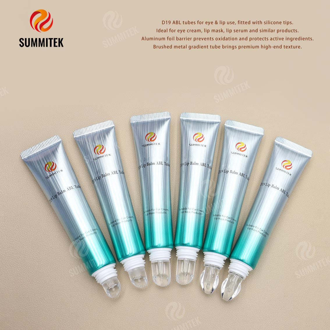 Tubos D19 ABL com ponta de silicone - embalagem para cuidados com os olhos e l&aacute;bios
