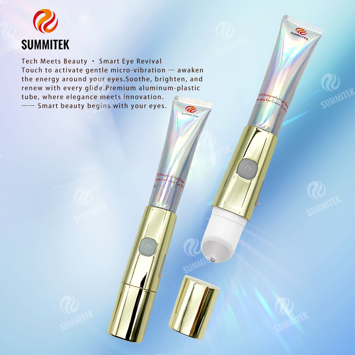 Tubo de creme vibrat&oacute;rio para os olhos | Embalagem de soro ocular para aplicador de microvibra&ccedil;&atilde;o