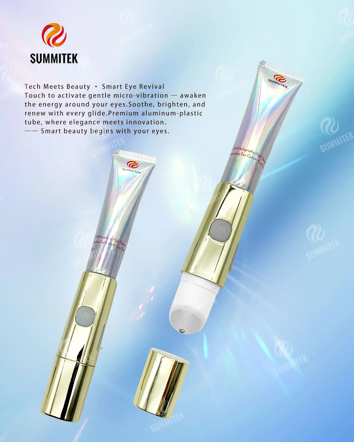 Tubo de creme vibrat&oacute;rio para os olhos D19 | Embalagem de soro ocular para aplicador de microvibra&ccedil;&atilde;o