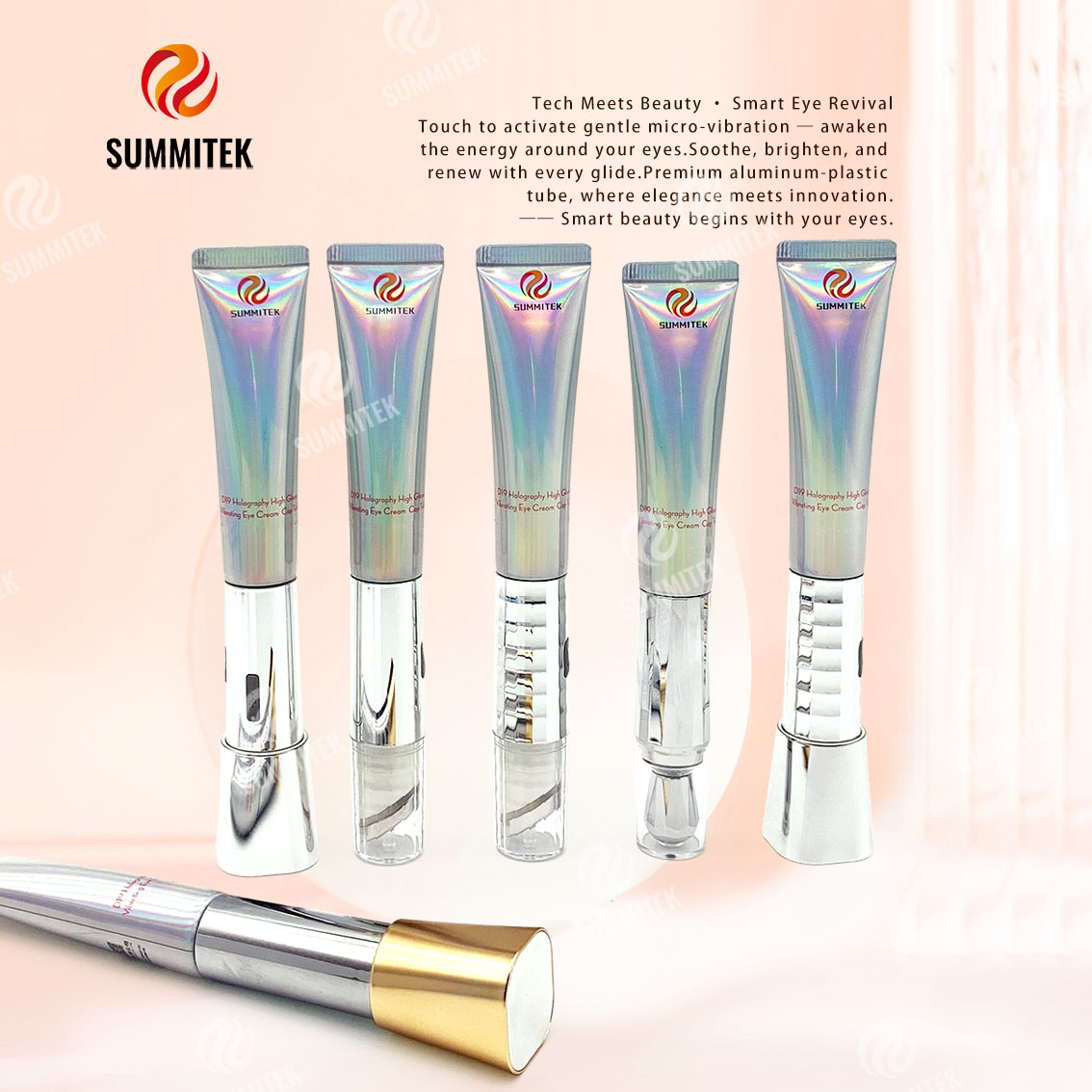 Tubo de creme vibrat&oacute;rio para os olhos | Embalagem de soro ocular para aplicador de microvibra&ccedil;&atilde;o
