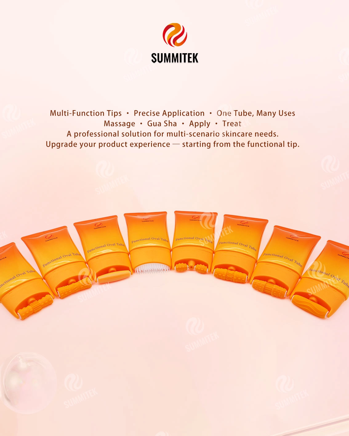 Tubo Oval Funcional D55 | Embalagem multipontas para massagem e cuidados com a pele
