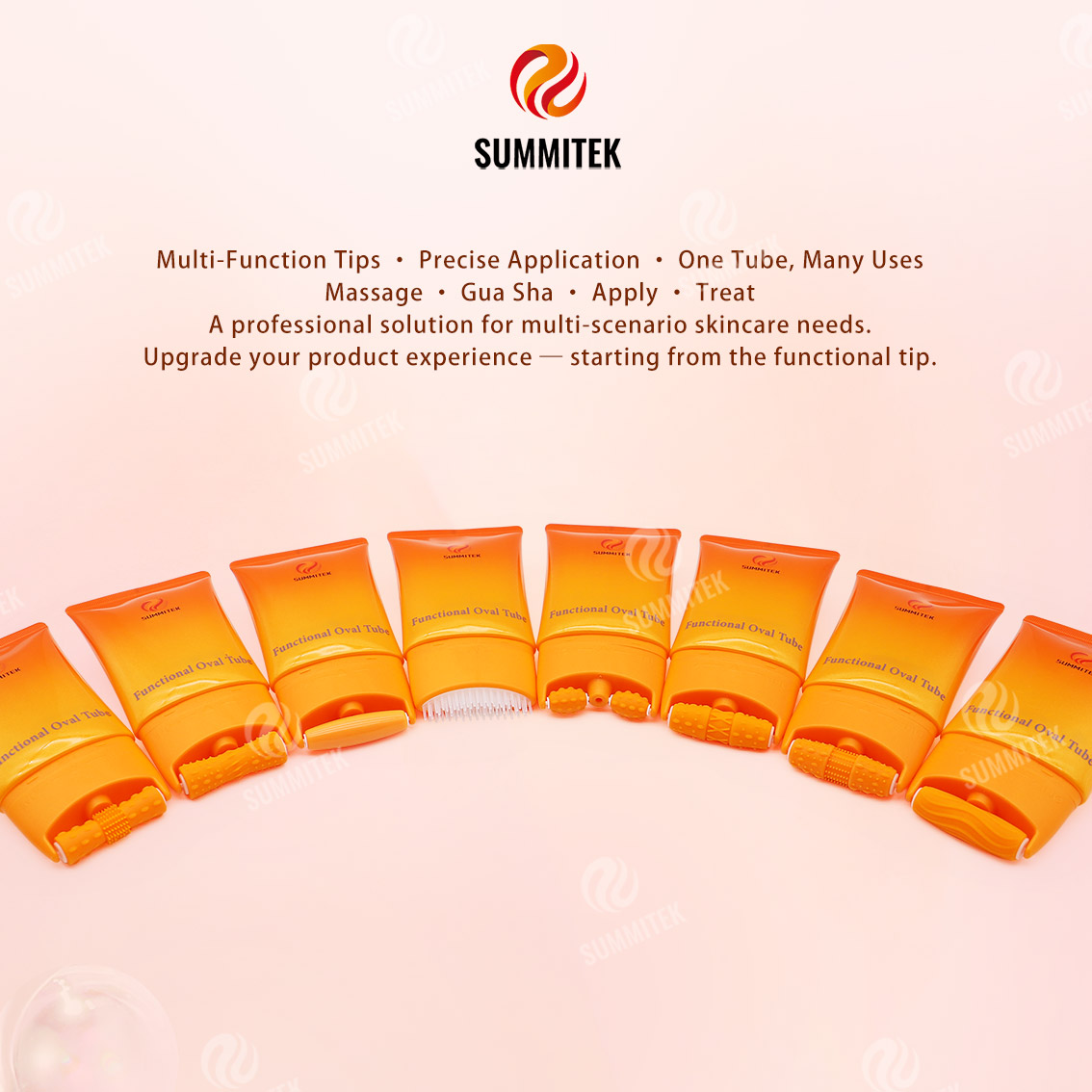 Tubo Oval Funcional D55 | Embalagem multipontas para massagem e cuidados com a pele