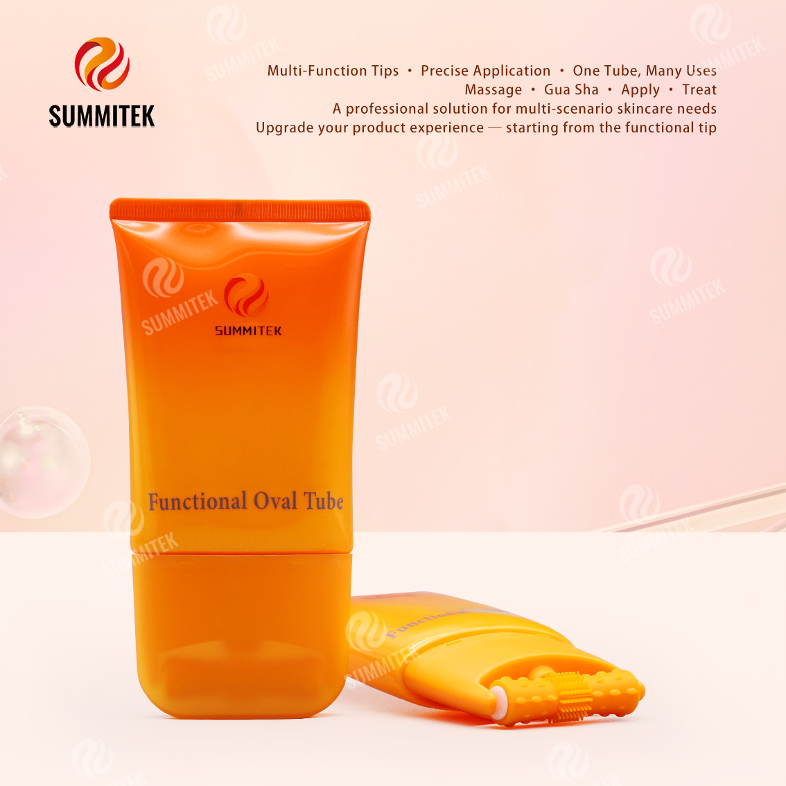 Tubo Oval Funcional D55 | Embalagem multipontas para massagem e cuidados com a pele