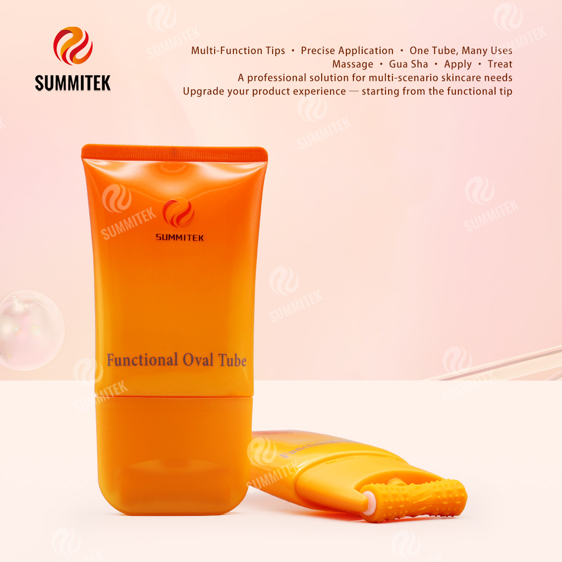 Tubo Oval Funcional D55 | Embalagem multipontas para massagem e cuidados com a pele