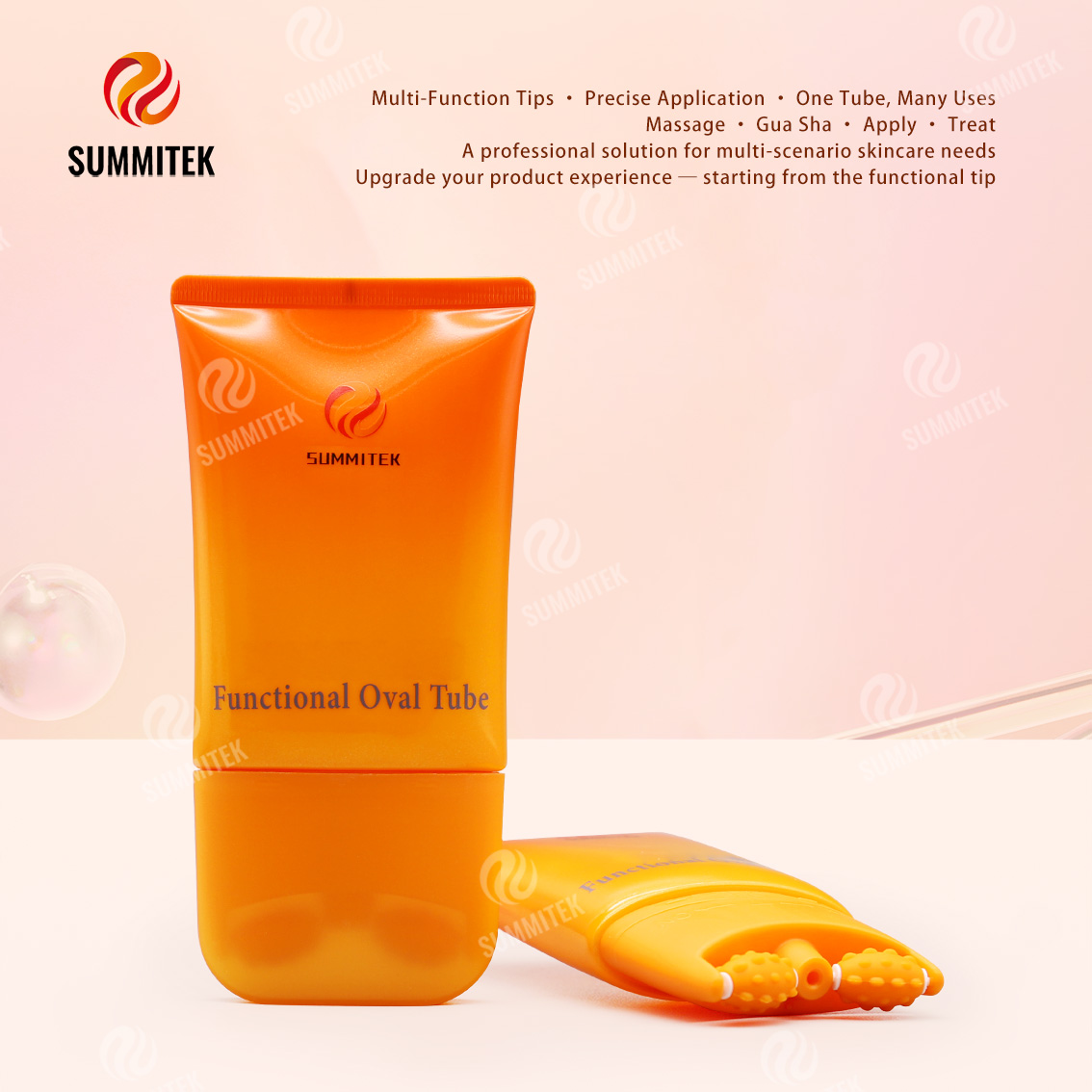 Tubo Oval Funcional D55 | Embalagem multipontas para massagem e cuidados com a pele