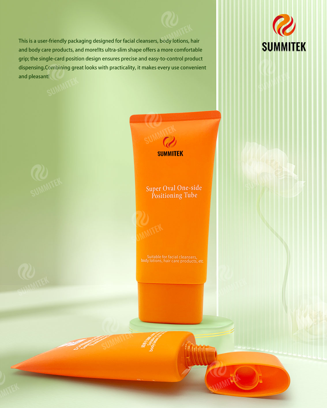 Tubo plano super oval D50 | Embalagem de limpador facial e lo&ccedil;&atilde;o corporal