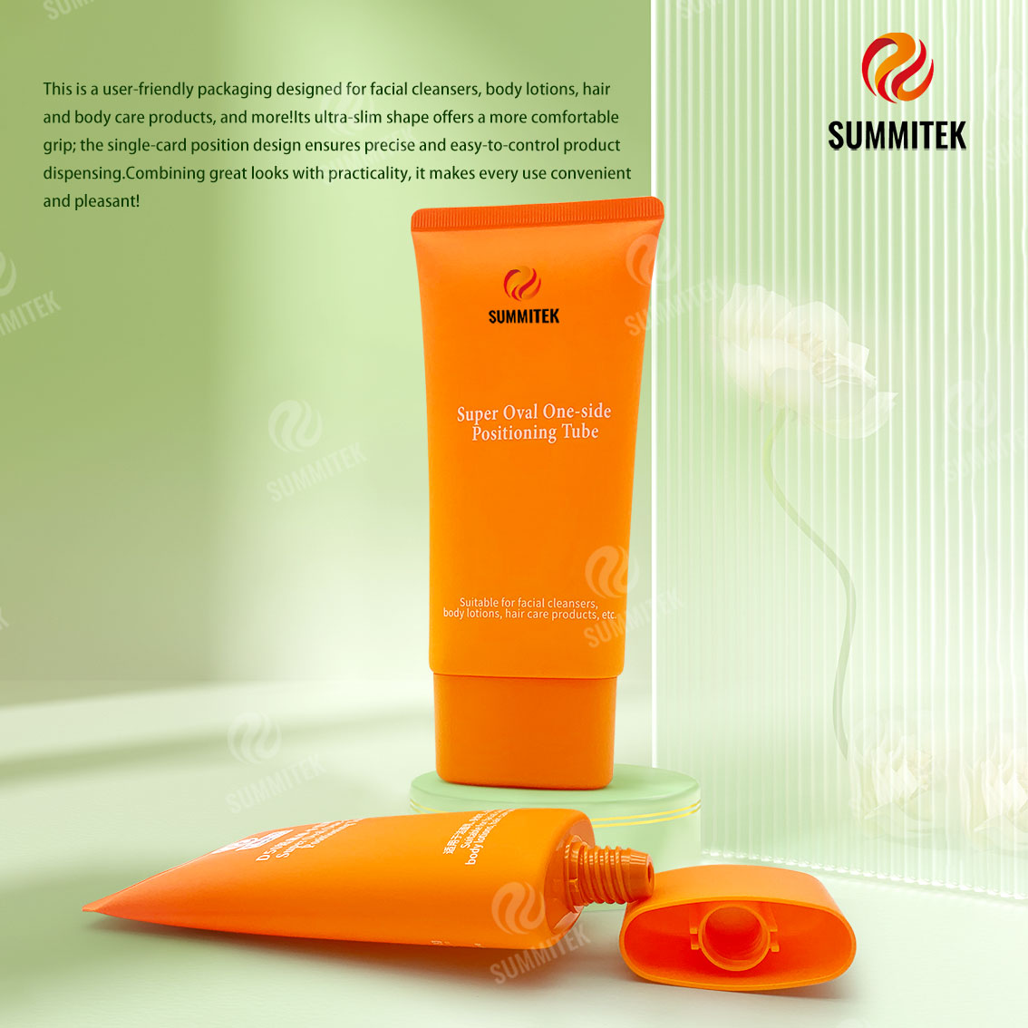 Tubo plano super oval D50 | Embalagem de limpador facial e lo&ccedil;&atilde;o corporal
