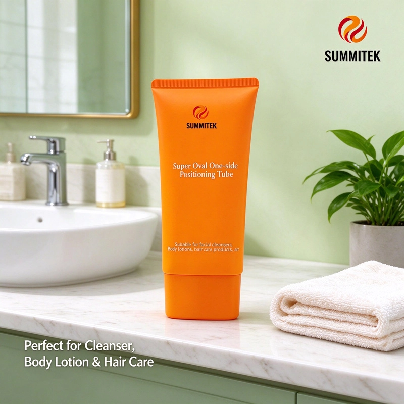Tubo plano super oval D50 | Embalagem de limpador facial e lo&ccedil;&atilde;o corporal