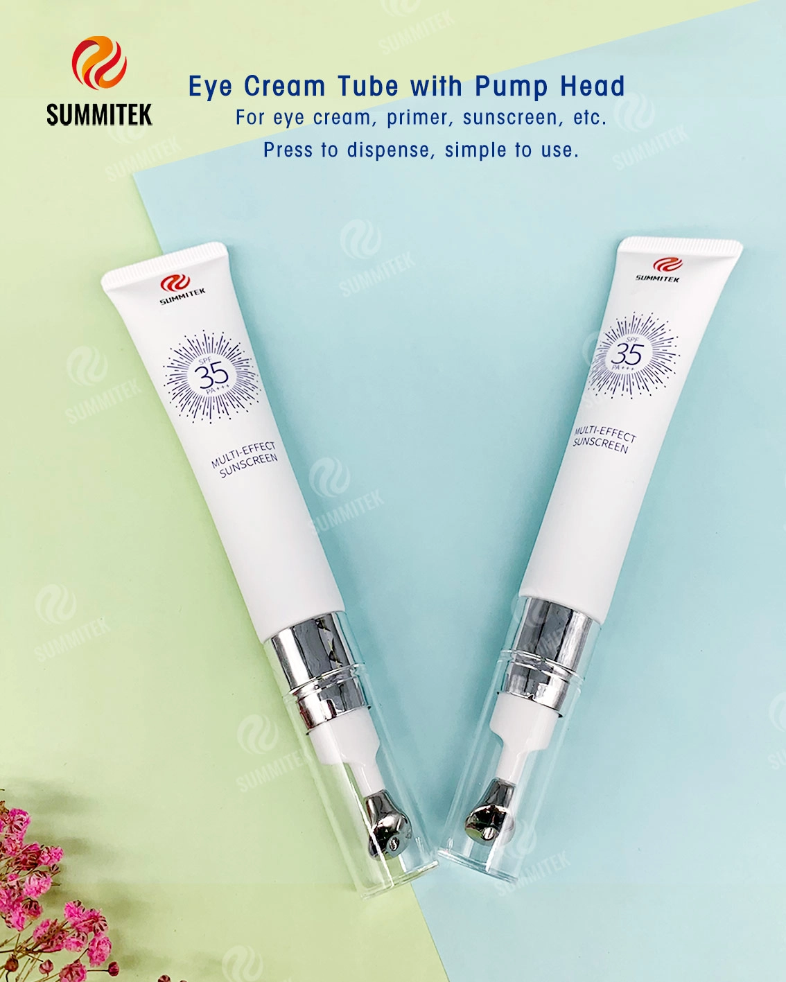 Tubo dispensador de bomba D22 | Ponta de metal refrescante para creme e soro para olhos