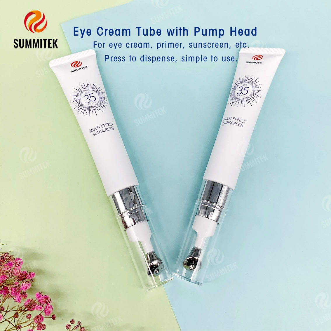 Tubo dispensador de bomba D22 | Ponta de metal refrescante para creme e soro para olhos