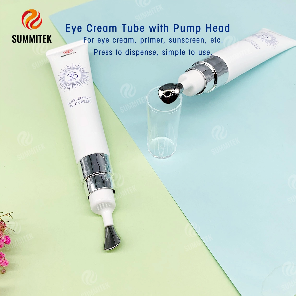 Tubo dispensador de bomba D22 | Ponta de metal refrescante para creme e soro para olhos