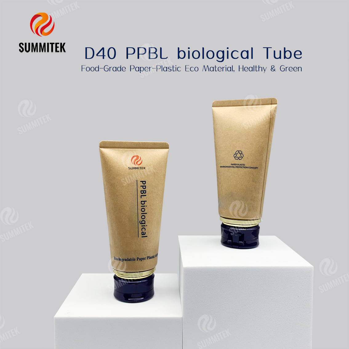 Tubo laminado de papel-pl&aacute;stico D40 com conte&uacute;do de papel de 60% para beleza natural