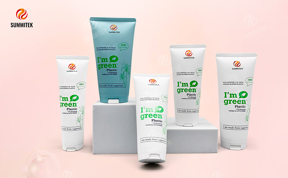 Tubo cosm&eacute;tico de cana-de-a&ccedil;&uacute;car personalizado para embalagens de beleza sustent&aacute;veis