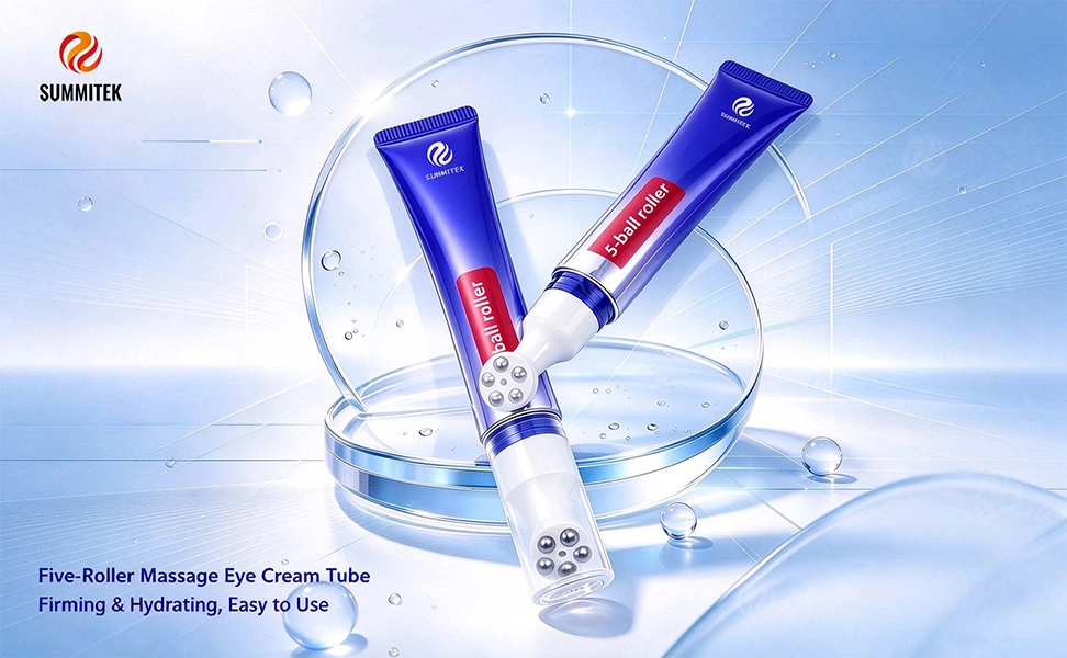 Tubo de massagem para olhos com cinco rolos vs. tubo de creme para os olhos com rolo &uacute;nico
